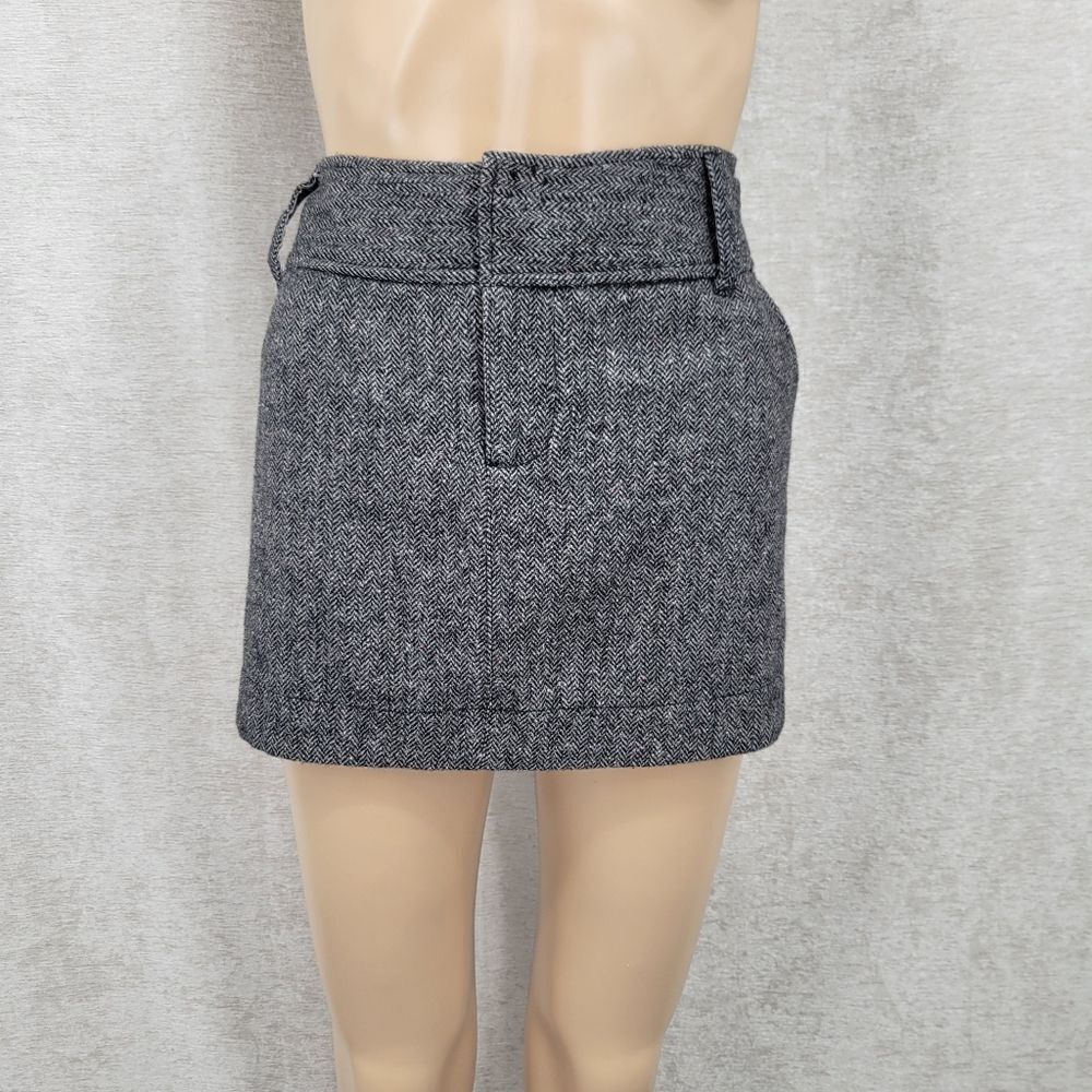 American Eagle Wool Silk Blend Gray Herringbone Women's Mini Skirt